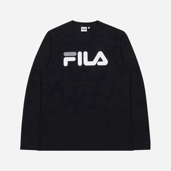 Camisetas Manga Corta Fila Mujer Negras - Linear Logo L/S - España 573892MVF